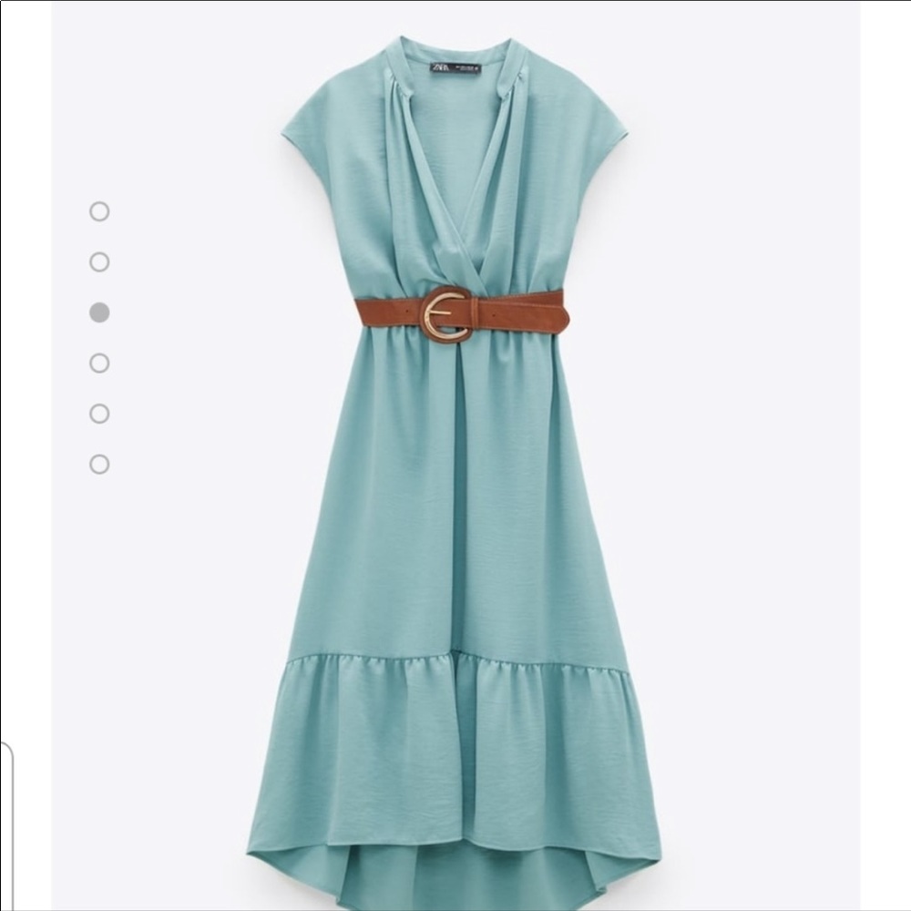 ISO ZARA Belted Aqua Midi Dress XS
